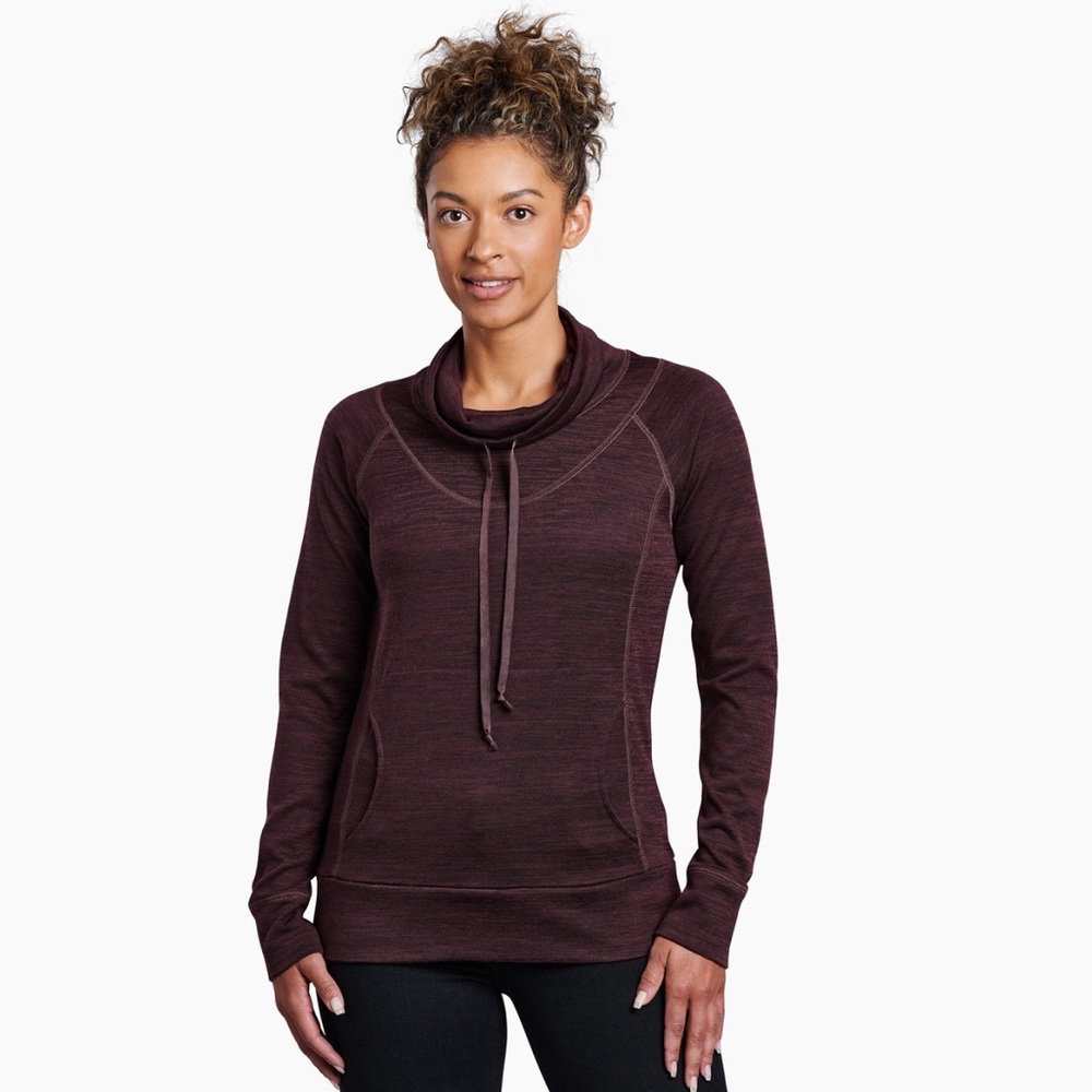 EUC Kuhl LÉA™ PULLOVER Cowl Neck Top Sweater Rosewood Red Burgundy Size Medium